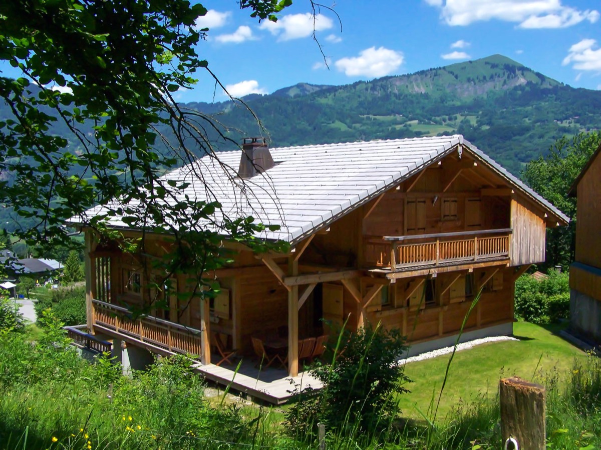 The chalet Perla de Na exterior view in summer