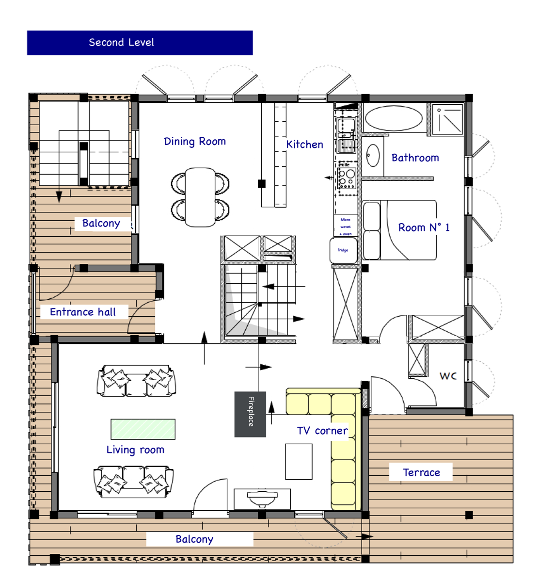 Chalet Perla de Na Second Level Plan